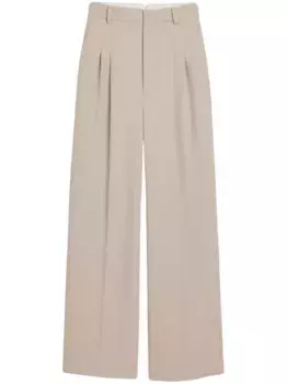 Шерстяные брюки широкого кроя AMI Paris, нейтральный