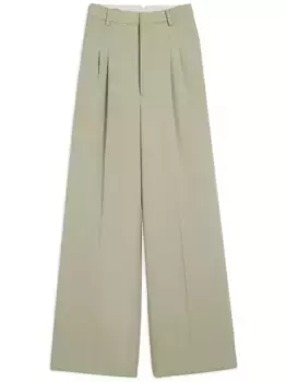 Шерстяные брюки широкого кроя AMI Paris, зеленый