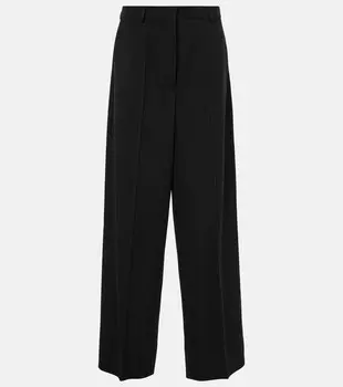 Шерстяные брюки широкого кроя Stella Mccartney, черный