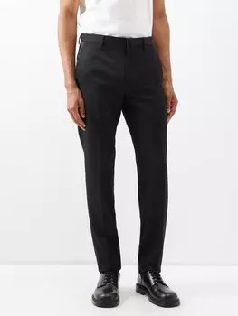 Шерстяные брюки-смокинг с застежкой спереди Lanvin, черный