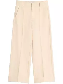 Шерстяные брюки строгого кроя Valentino Garavani, нейтральный цвет