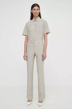 Шерстяные брюки Theory, бежевый