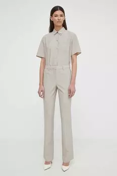 Шерстяные брюки Theory, бежевый