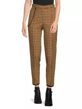 Шерстяные брюки в клетку Bottega Veneta, цвет Camel