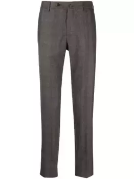 Шерстяные брюки в клетку PT Torino, коричневый