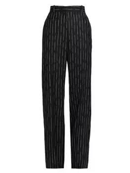 Шерстяные брюки в тонкую полоску Alexander Mcqueen, цвет black ivory
