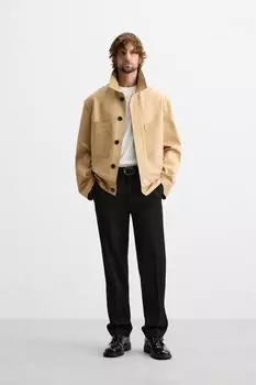 Шерстяные брюки ZARA, черный
