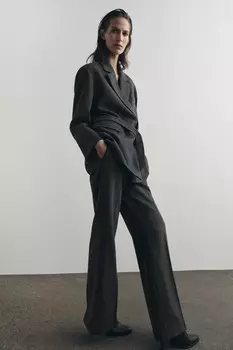 Шерстяные брюки ZARA, серый