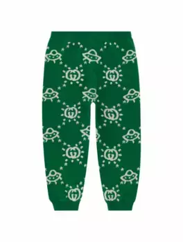 Шерстяные джоггеры Interlocking G UFO Gucci, зелёный
