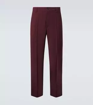 Шерстяные габардиновые прямые брюки Gucci, Deep Cherry Wine