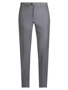 Шерстяные классические брюки со складками спереди Emporio Armani, синий