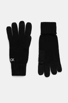 Шерстяные перчатки Calvin Klein, черный