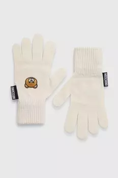 Шерстяные перчатки Moschino, бежевый