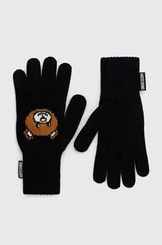 Шерстяные перчатки Moschino, черный