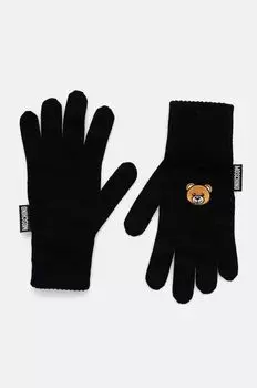 Шерстяные перчатки Moschino, черный