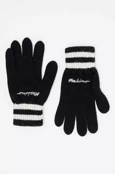 Шерстяные перчатки с логотипом Moschino, черный