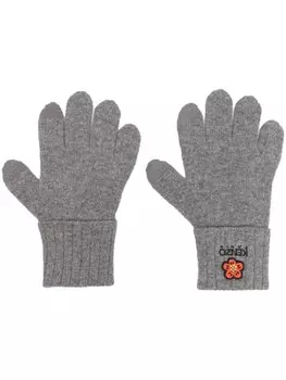 Шерстяные перчатки с вышивкой Boke Flower Kenzo, серый