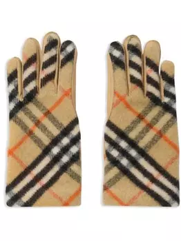 Шерстяные перчатки в клетку Burberry, нейтральный цвет