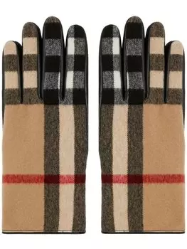 Шерстяные перчатки в клетку Exaggerated Check Burberry, коричневый