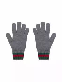 Шерстяные перчатки Web Gucci, серый