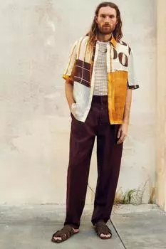 Шерстяные плиссированные брюки ZARA, бордовый