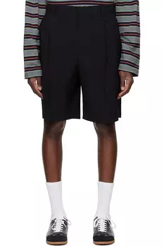 Шерстяные плиссированные шорты Solid Homme, черный