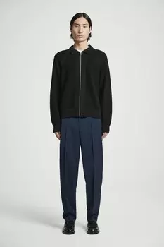 Шерстяные прямые брюки COS, темно-синий