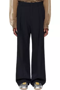 Шерстяные прямые брюки Dries Van Noten, синий