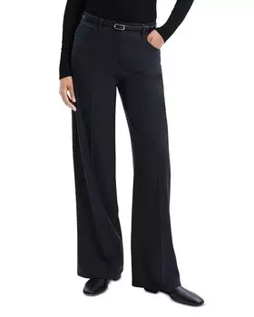 Шерстяные прямые брюки с пятью карманами Theory, серый