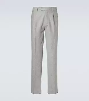 Шерстяные прямые брюки Zegna, Light Grey