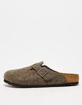 Шерстяные сабо Birkenstock Boston коричневого цвета какао