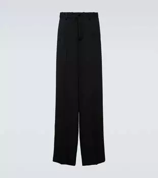Шерстяные широкие брюки Balenciaga, черный