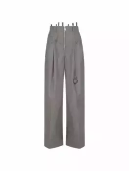 Шерстяные широкие брюки The ATTICO, серый