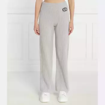 Шерстяные трикотажные брюки прямого кроя с добавлением кашемира Twin-Set, серый