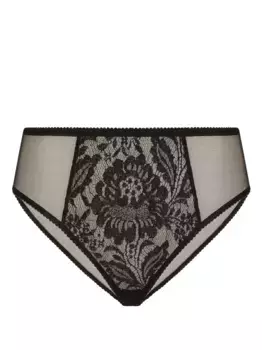 Шерстяные трусы-брифы с цветочным кружевом DOLCE & GABBANA, черный