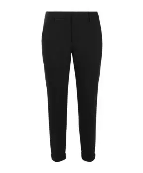 Шерстяные узкие брюки на молнии Dondup, черный