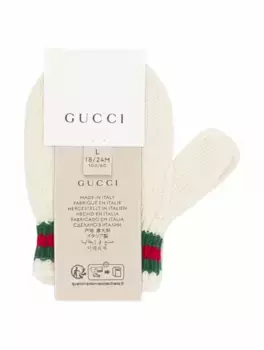 Шерстяные варежки Web Gucci, бежевый