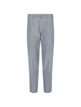 Шерстяные зауженные брюки Eleventy, синий