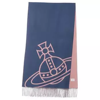 Шерстяный вязаный шарф унисекс цвета морской волны Vivienne Westwood