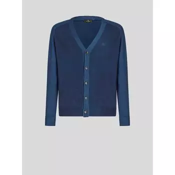 ШЕРСТЯНОЙ КАРДИГАН С ВЫШИТЫМ ПЕГАСОМ ETRO, синий