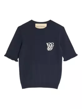 ШЕРСТЯНОЙ ТОП С ВЫШИВКОЙ Valentino Garavani, синий