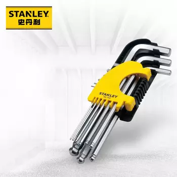 Шестигранный ключ Stanley с длинной шаровой головкой, метрический, 1,5–10 мм, набор из 9 предметов для цветов сливы STMT94162-8-23