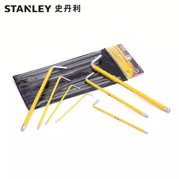 Шестигранный ключ Stanley, внутренний шестиугольный ключ, Г-образный ключ с плоской головкой, 7 предметов, удлиненная сферическая головка 1,5–6 мм 94-561-23C