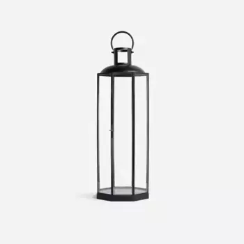 Шестиугольный фонарь из металла и стекла El Corte Ingls, черный