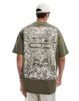 Шестое июня — Azulejos — футболка оверсайз кремового цвета