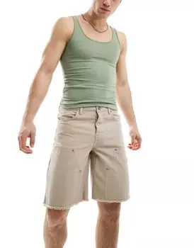 Шестое июня – бежевые джинсовые шорты в рабочем стиле Sixth June