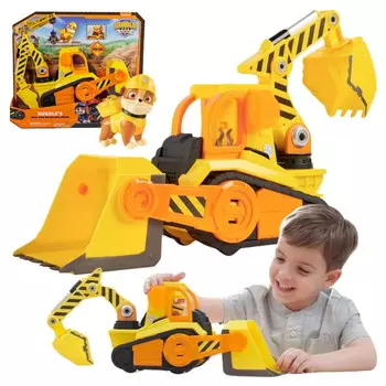 Щенячий патруль Щебень и команда Набор «Кабень и его команда» Строительная машина Бульдозер Экскаватор Делюкс Интерактивная фигурка + фигурка из щебня Psi Patrol