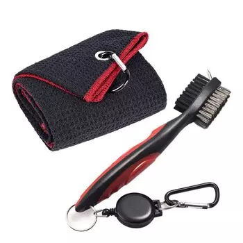 Щетка для гольф-клуба, сверхмощные противоскользящие аксессуары для гольфа, инструмент для чистки гольфа, щетка, набор полотенец для гольфа, темно-синий Hameb