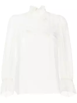 Shiatzy Chen блузка с укороченными рукавами и цветочной аппликацией, белый