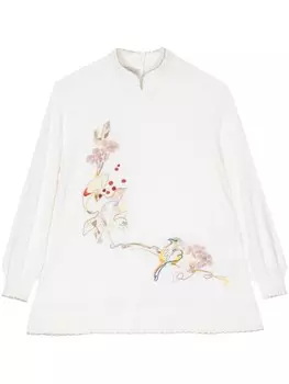 SHIATZY CHEN джемпер с цветочной вышивкой, нейтральный цвет